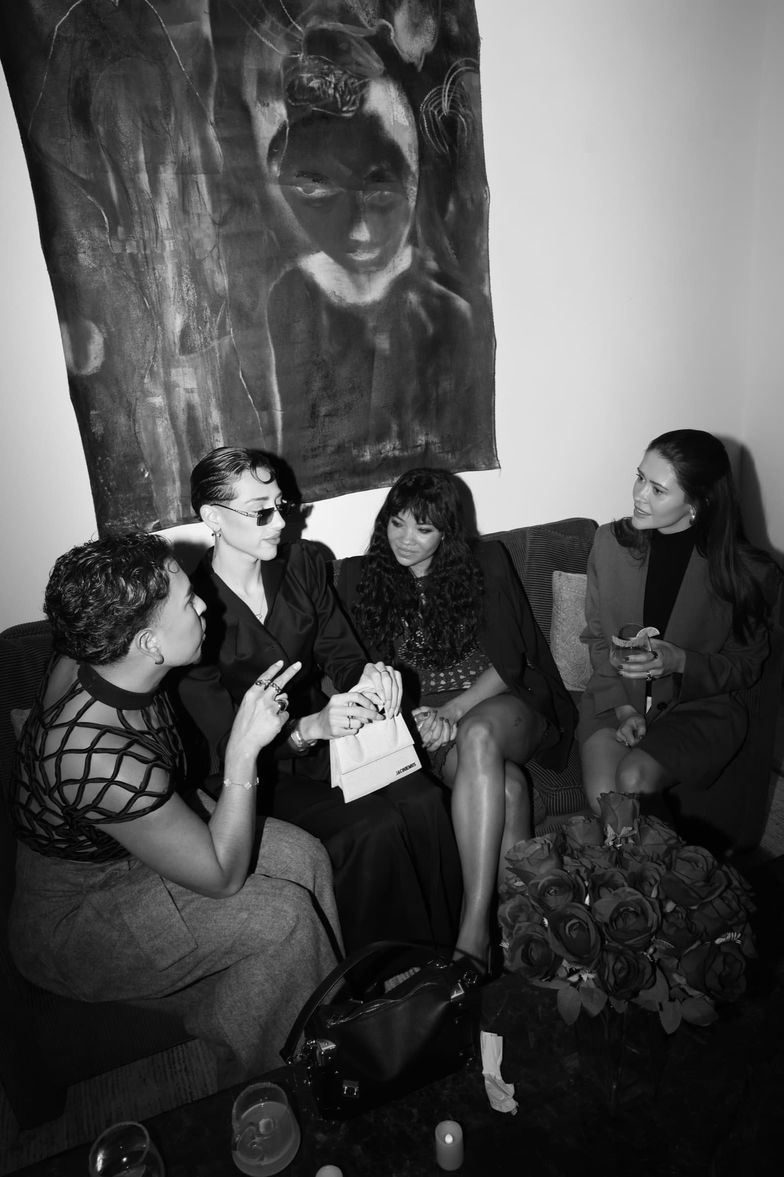 Black-and-white candid portrait