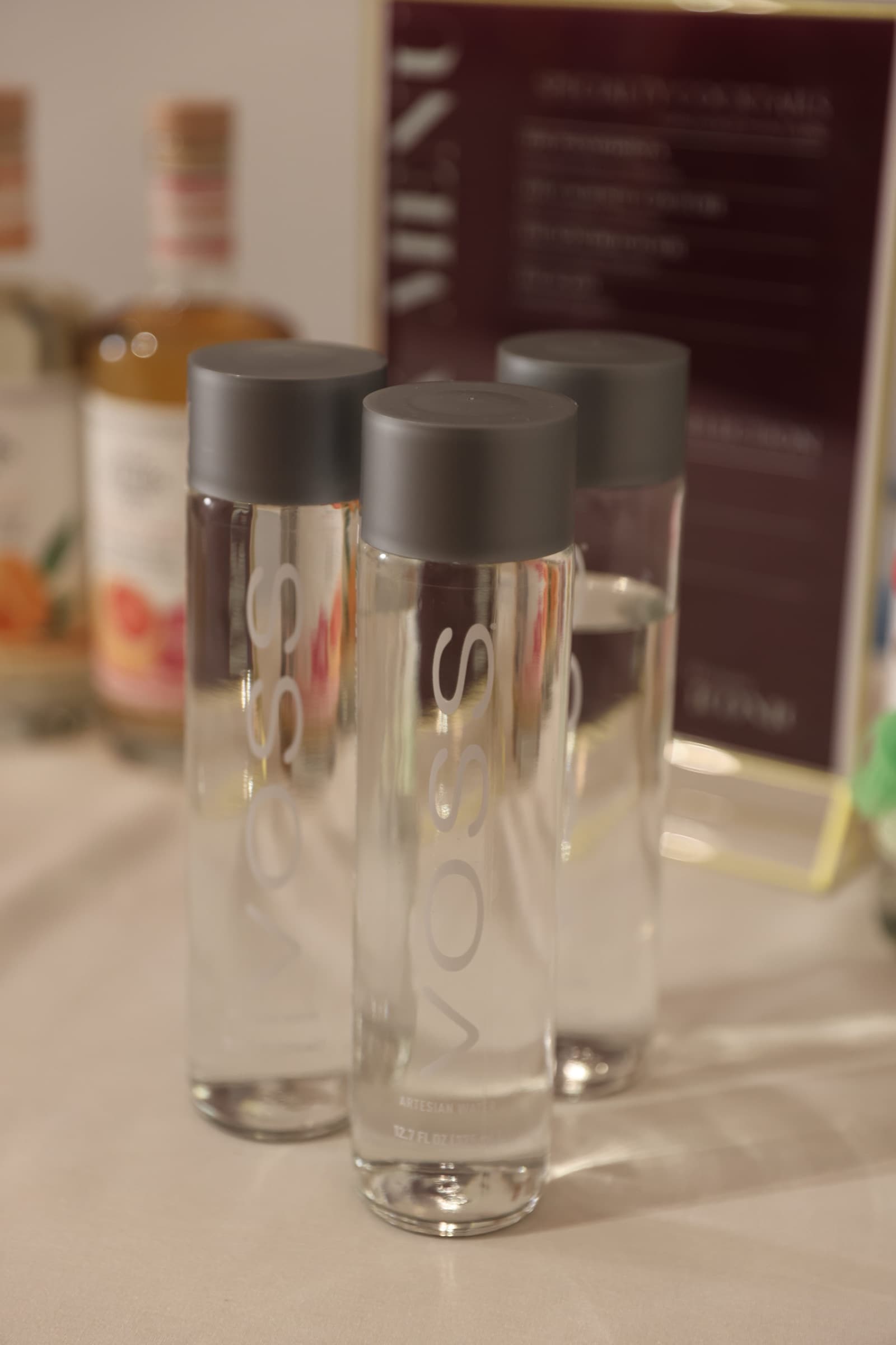 VOSS water at the bar