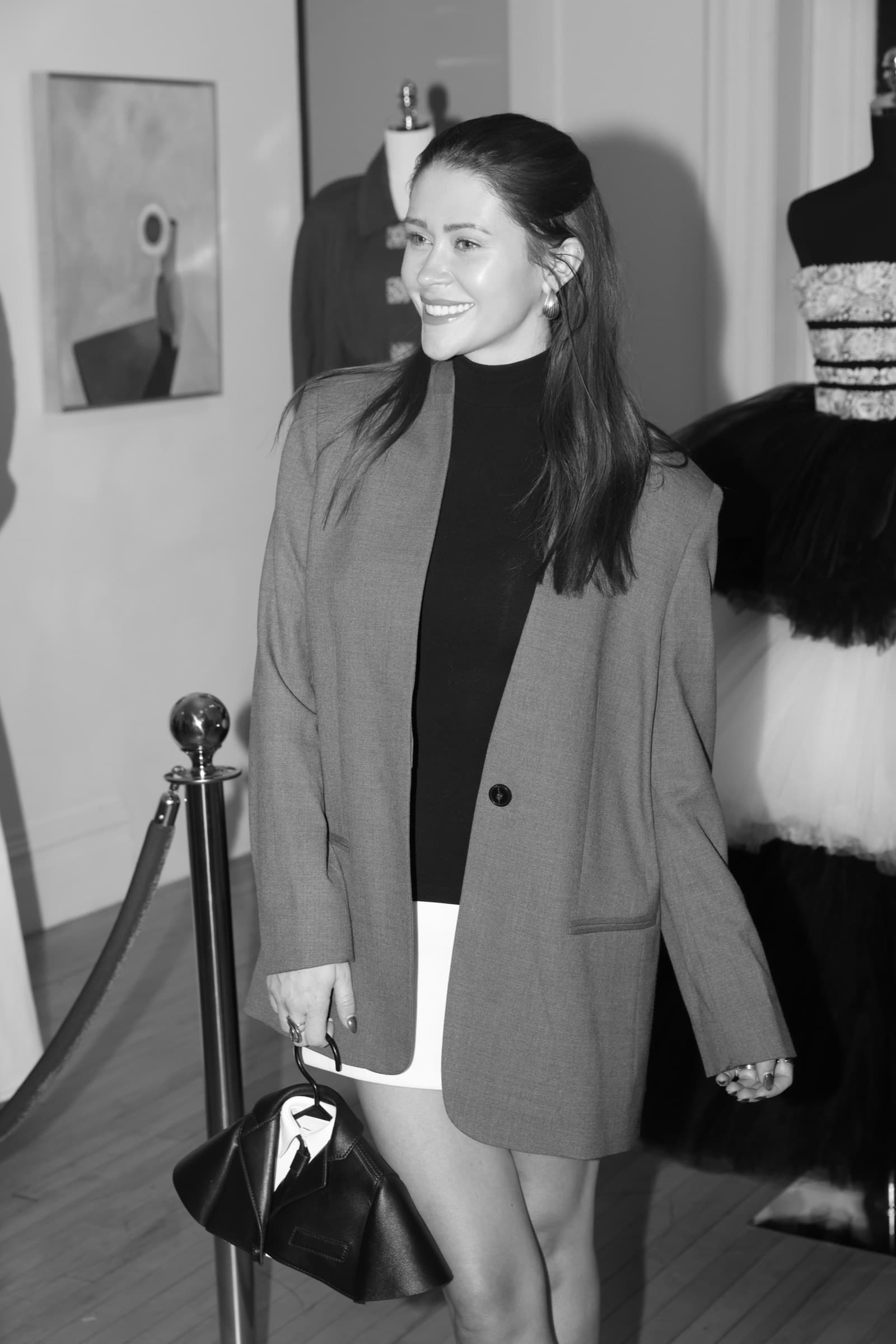 Black-and-white candid, guests
